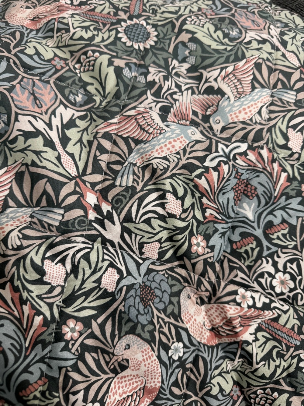 William Morris Strawberry Thief Green Quilted Pillow Sham Set Of 2 EUC Standard